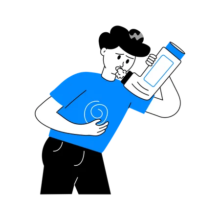 Junge mit Asthma  Illustration