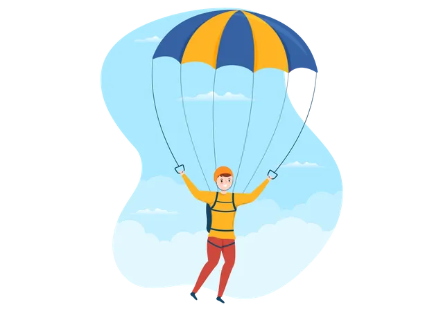 Fallschirmsprung Illustration Mit Fallschirmspringern Die Fallschirm Und Himmelssprung Fur Outdoor Aktivitaten In Flachen Handgezeichneten Extremsport Cartoon Vorlagen Verwenden Illustration
