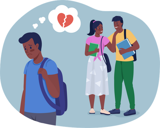 Junge mit gebrochenem Herzen durch Freundin  Illustration