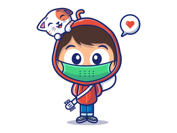 Junge mit Gesichtsmaske  Illustration