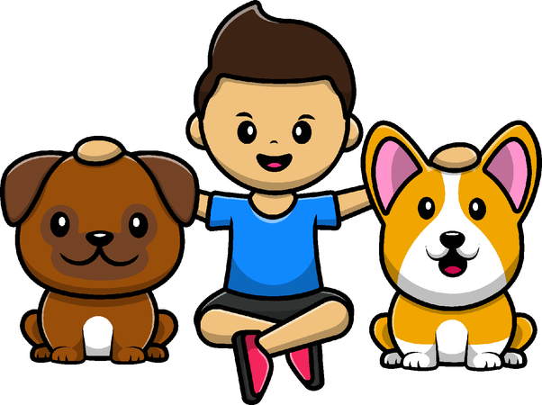 Junge mit Hund  Illustration