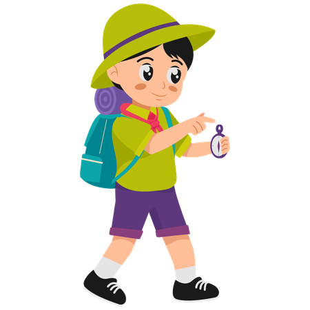 Junge mit Kompass  Illustration