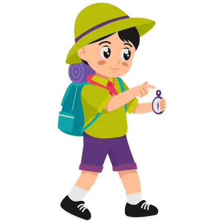 Junge mit Kompass  Illustration