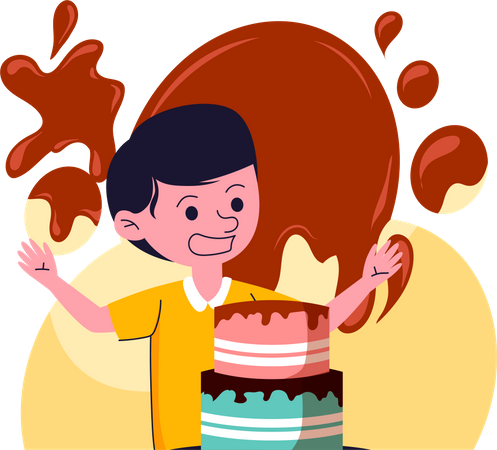 Junge mit Kuchen  Illustration