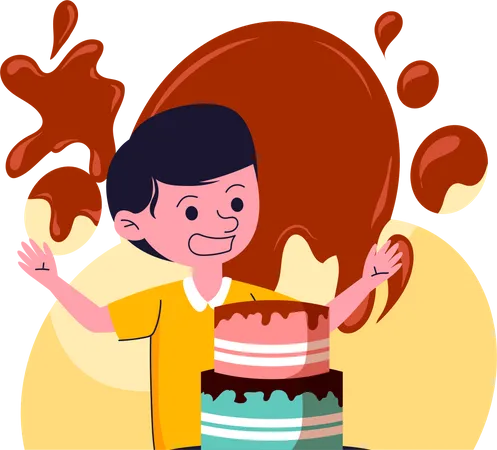 Junge mit Kuchen  Illustration