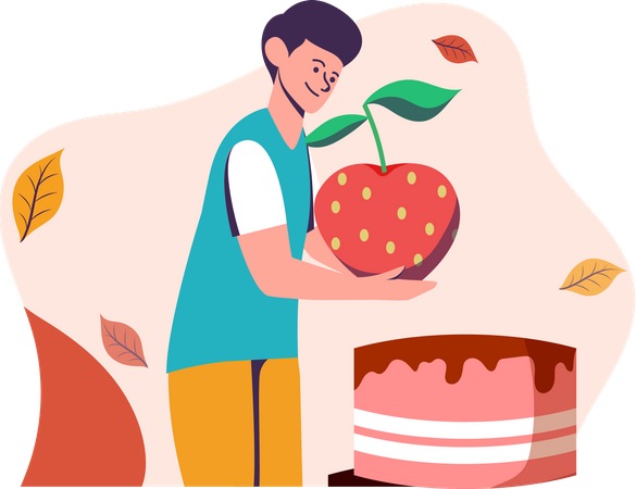 Junge mit Kuchen  Illustration