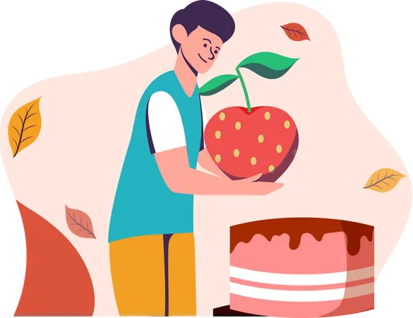 Junge mit Kuchen  Illustration