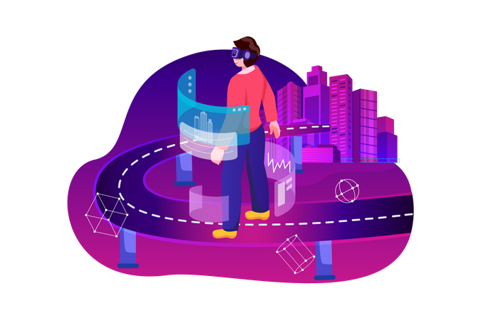 Junge mit Meta-Technologie  Illustration