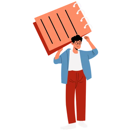 Junge mit Notizblock  Illustration