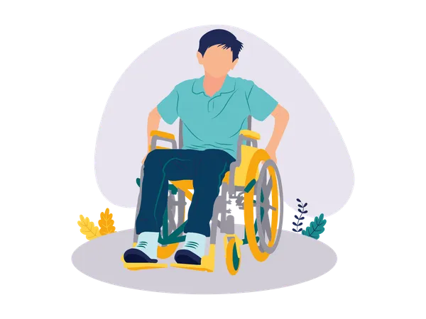 Junge mit Rollstuhl  Illustration