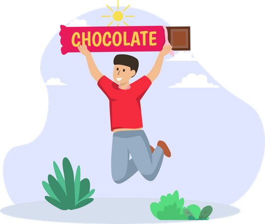 Junge mit Schokolade  Illustration