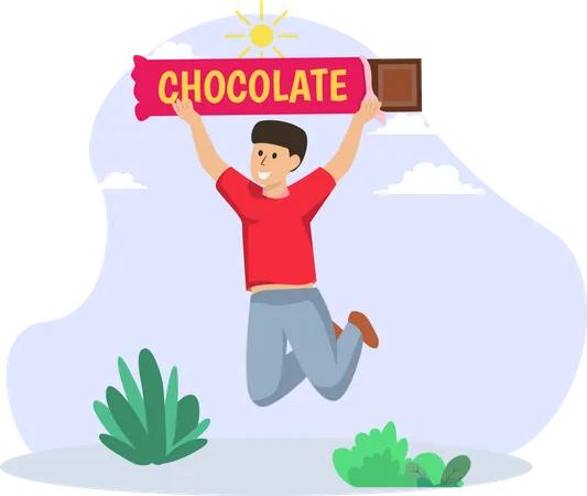 Junge mit Schokolade  Illustration