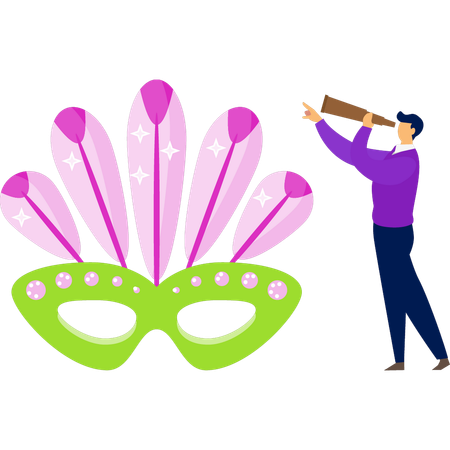 Junge mit Sehhilfe und Teleskop,  Illustration