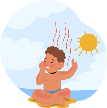 Junge mit Sonnenbrand  Illustration