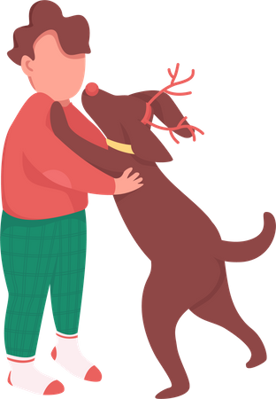 Junge mit Weihnachtsgeschenk  Illustration