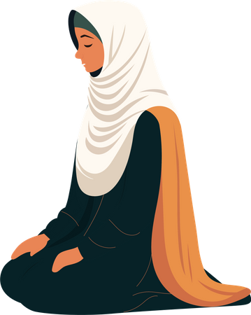 Junge muslimische Frau bietet Namaz  Illustration