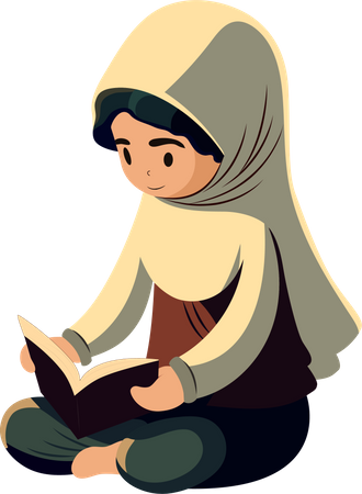 Junge muslimische Frau liest den Koran  Illustration