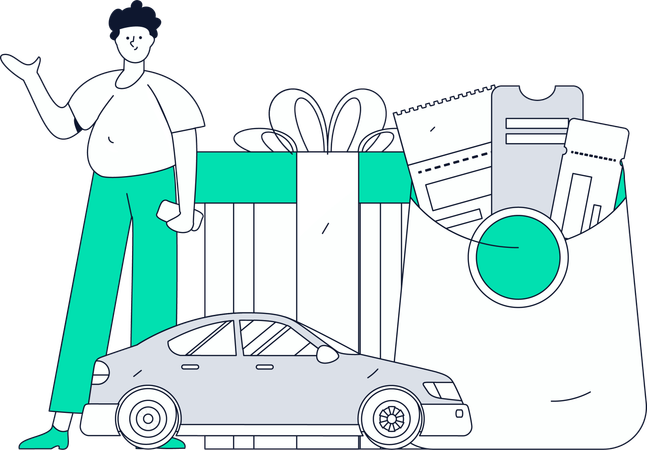 Junge nutzt Online-Taxiservice  Illustration