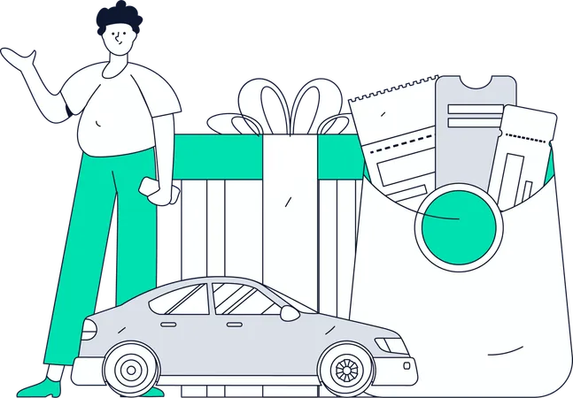 Junge nutzt Online-Taxiservice  Illustration