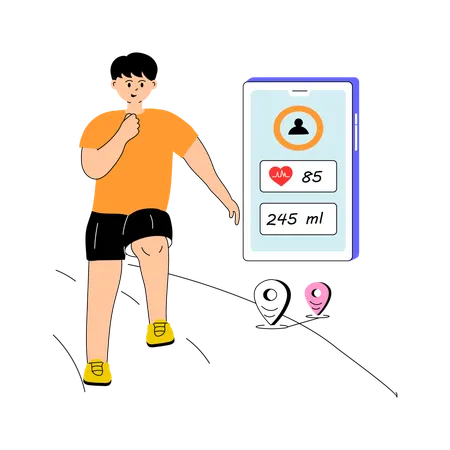 Junge nutzt smarte Fitnesstracker-App  Illustration