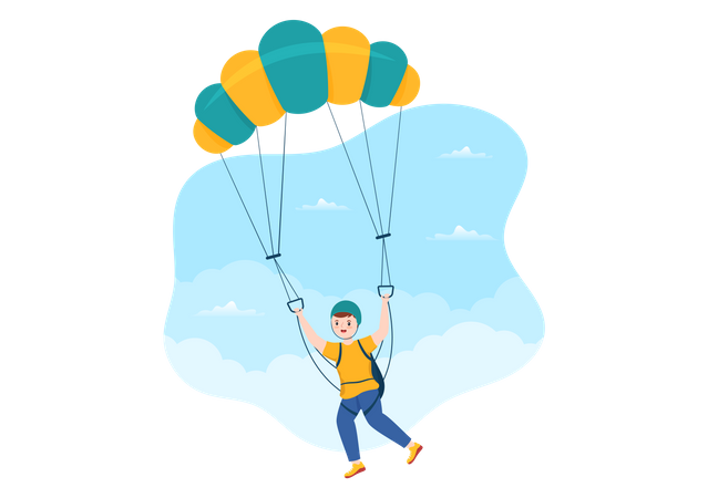 Junge öffnet Fallschirm  Illustration