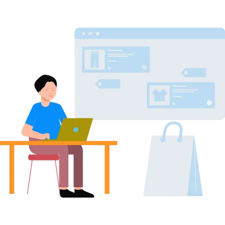 Junge beim Online-Shopping  Illustration