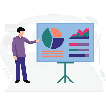 Junge präsentiert Analysediagramm  Illustration