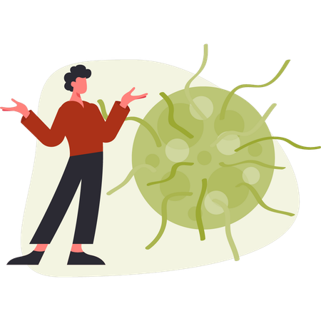 Junge präsentiert Bakterium Virus  Illustration