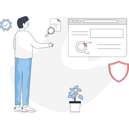 Junge präsentiert Datenschutz  Illustration