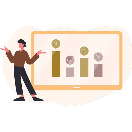 Junge präsentiert Diagramm  Illustration