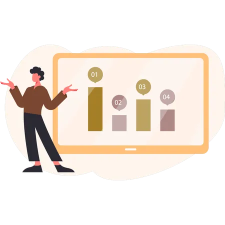 Junge präsentiert Diagramm  Illustration