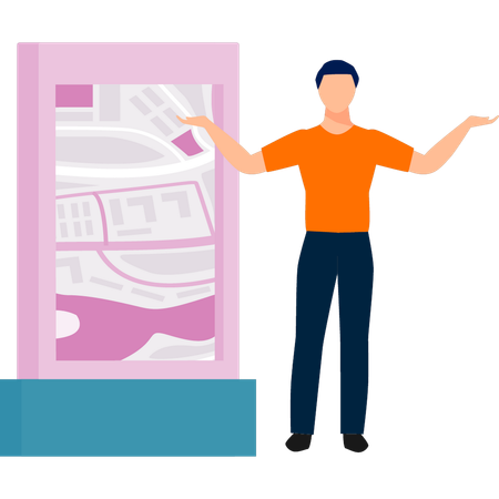 Junge präsentiert Fahrzeugkarte  Illustration