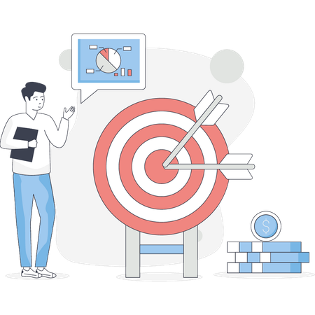 Junge präsentiert Geschäftsdiagramm  Illustration