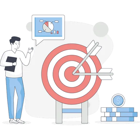 Junge präsentiert Geschäftsdiagramm  Illustration