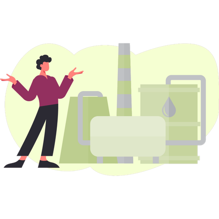 Junge präsentiert Öllager  Illustration
