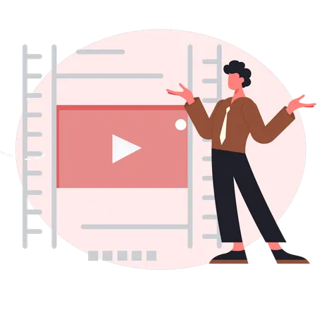 Junge präsentiert Online-Video  Illustration