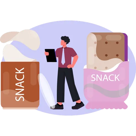 Junge überprüft Snackqualität  Illustration