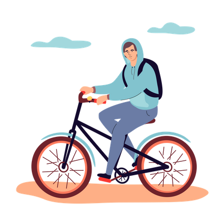 Junge Radfahren  Illustration