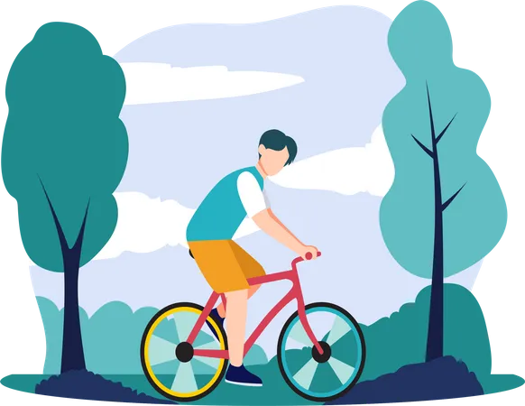 Junge Radfahren  Illustration