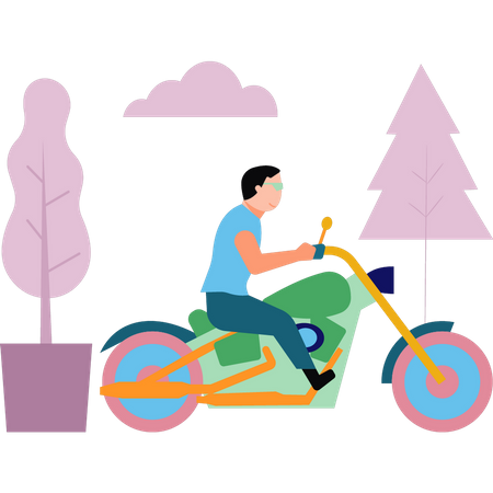 Junge reist auf dem Motorrad  Illustration