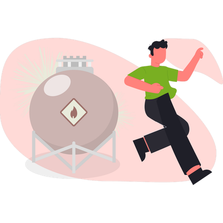 Junge rennt auf Bombe zu  Illustration