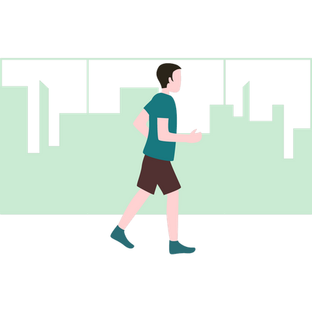 Junge rennt zum Training  Illustration