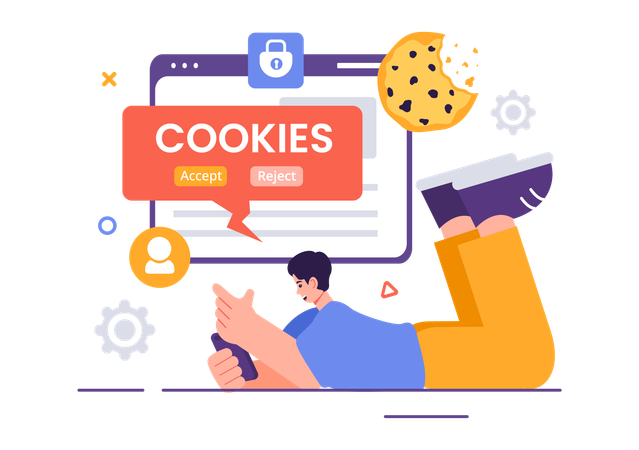 Junge sucht Internet-Cookies  Illustration