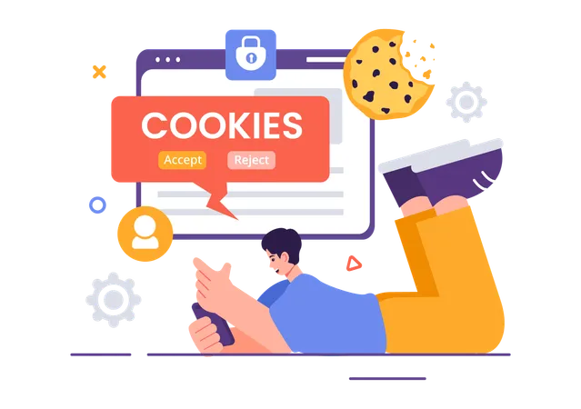 Junge sucht Internet-Cookies  Illustration