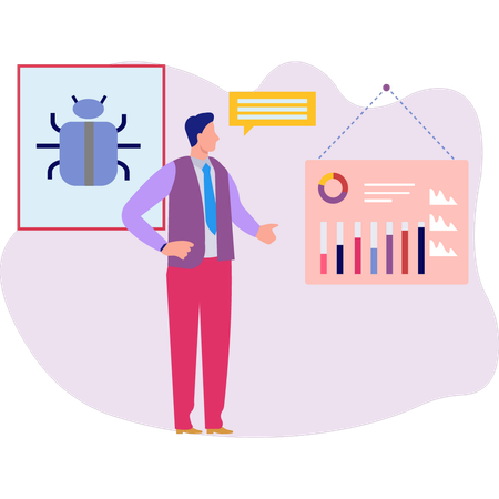 Junge betrachtet das Diagramm  Illustration