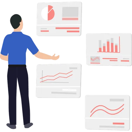 Junge betrachtet Diagramm  Illustration