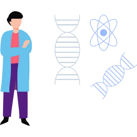 Junge betrachtet DNA  Illustration