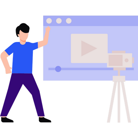 Junge dreht soziales Video  Illustration