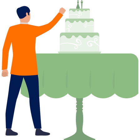 Junge schneidet Kuchen an  Illustration
