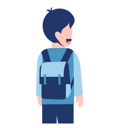 Junge, Schüler, Mit, Schultasche  Illustration